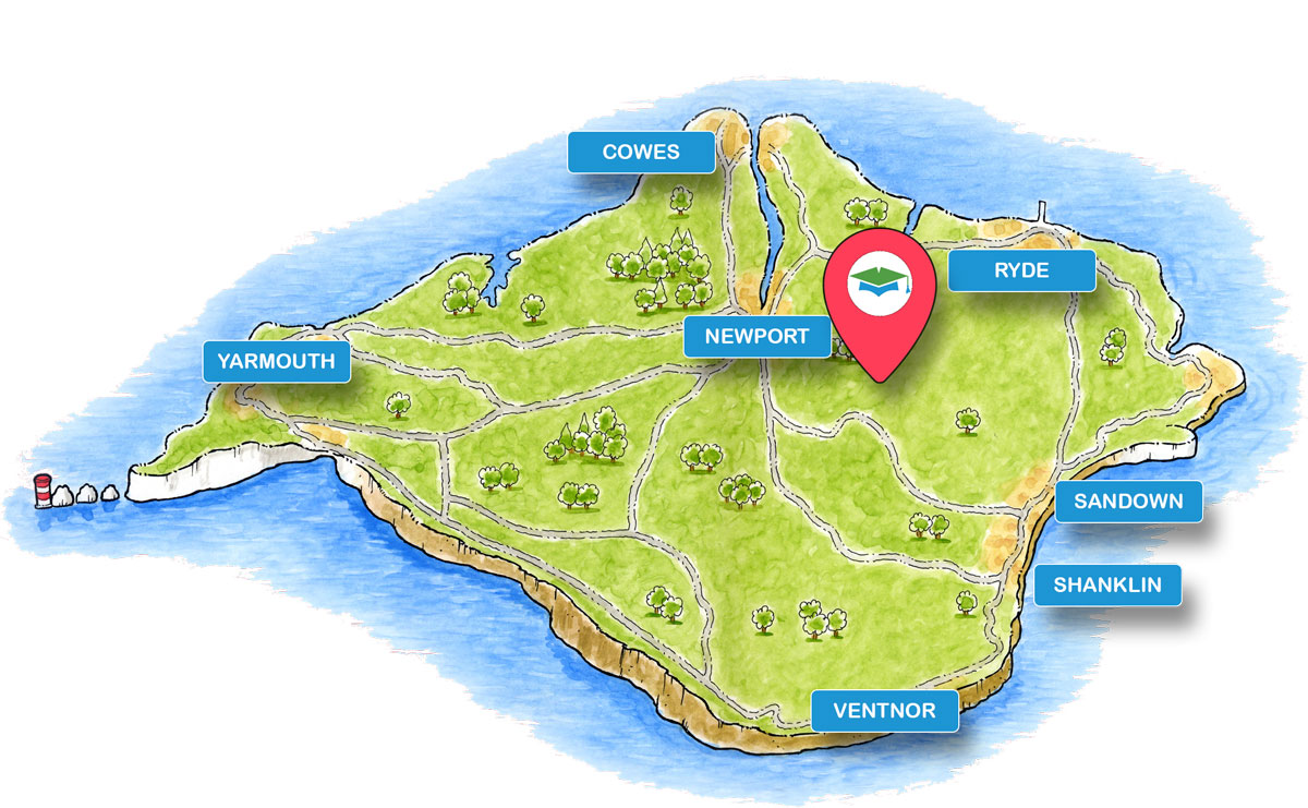 School trip Isle of Wight location map for Robin Hill Adventure Park